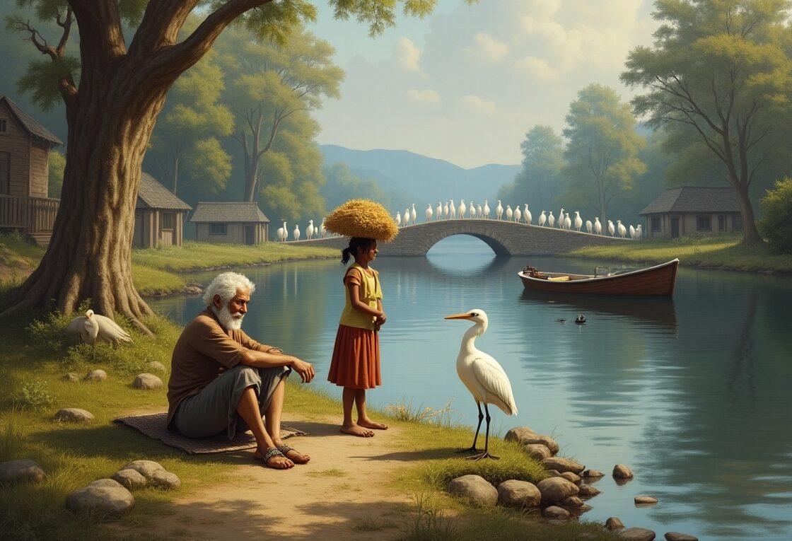 Flux_Dev_On_the_bank_of_a_river_many_white_herons_are_perched__3