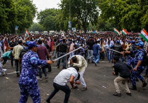 चलो संसद' मार्च के दौरान