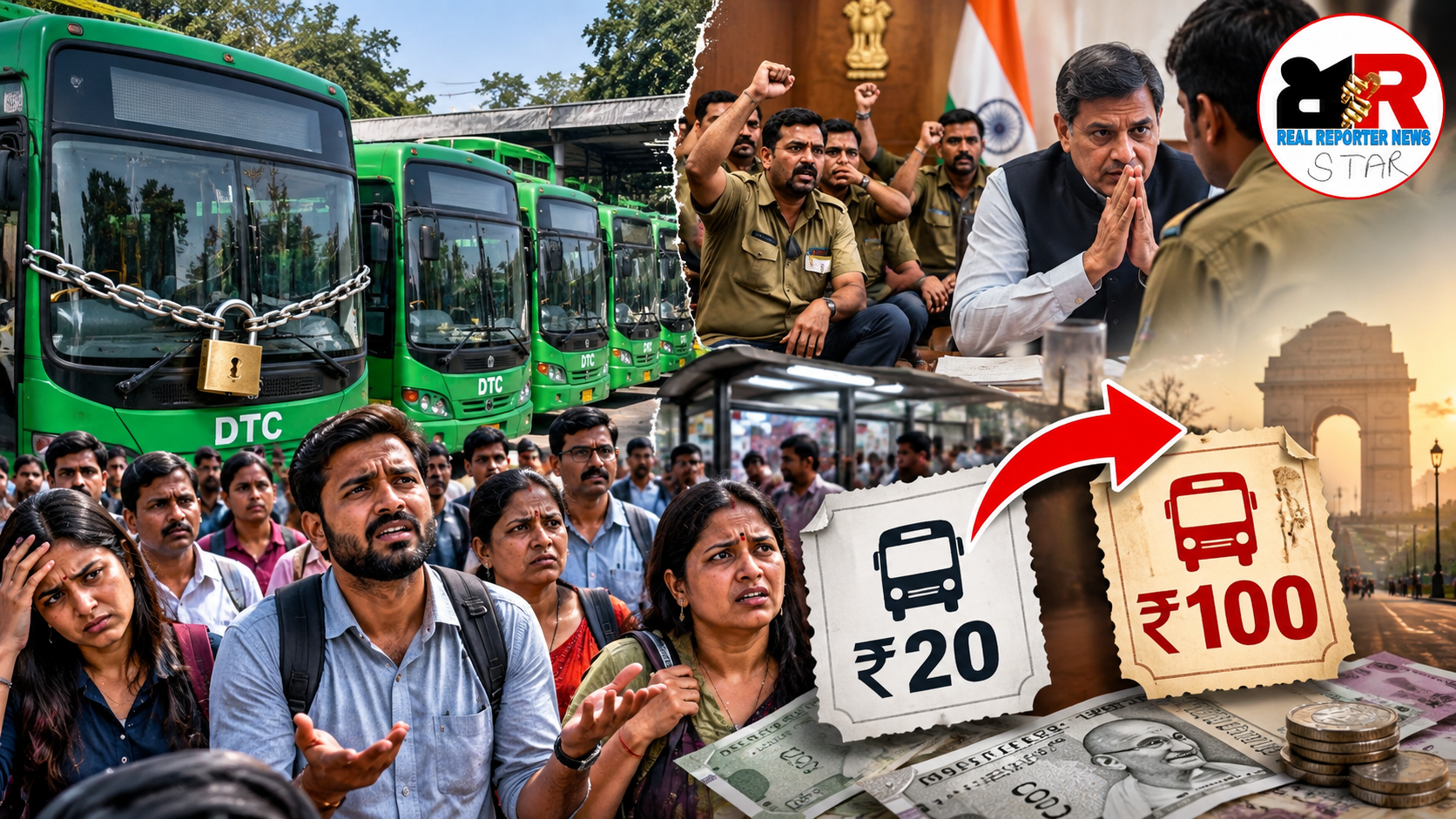 दिल्ली में DTC बस चालकों की हड़ताल