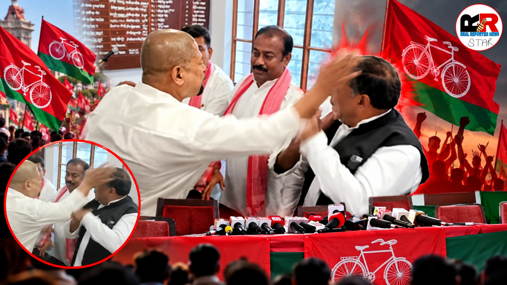 गोरखपुर में सपा की प्रेस कॉन्फ्रेंस